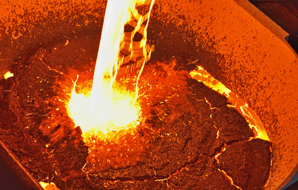 molten metal poured from ladle